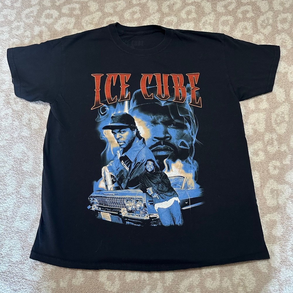 Ice Cube Graphic T-Shirt Black Large Rap Tee